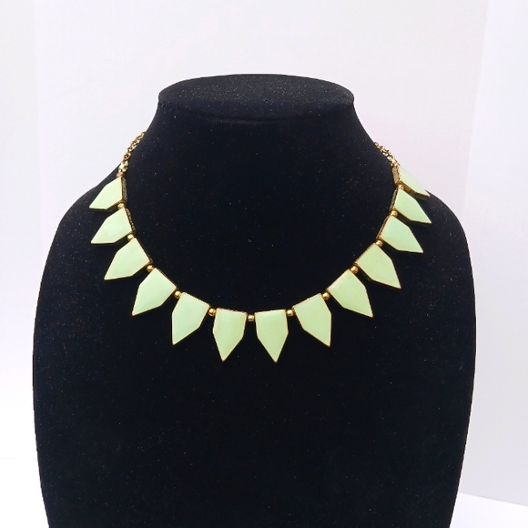STATEMENT NECKLACE COLLAR mint Baublebar resin goldtone retro extender runway - Picture 1 of 7
